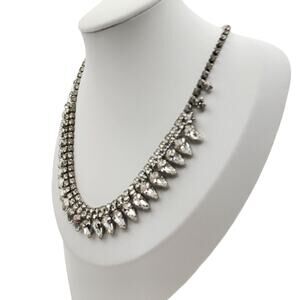 Kramer NY Rhinestone Choker Tennis Necklace Silver Tone Vintage Bride Wedding